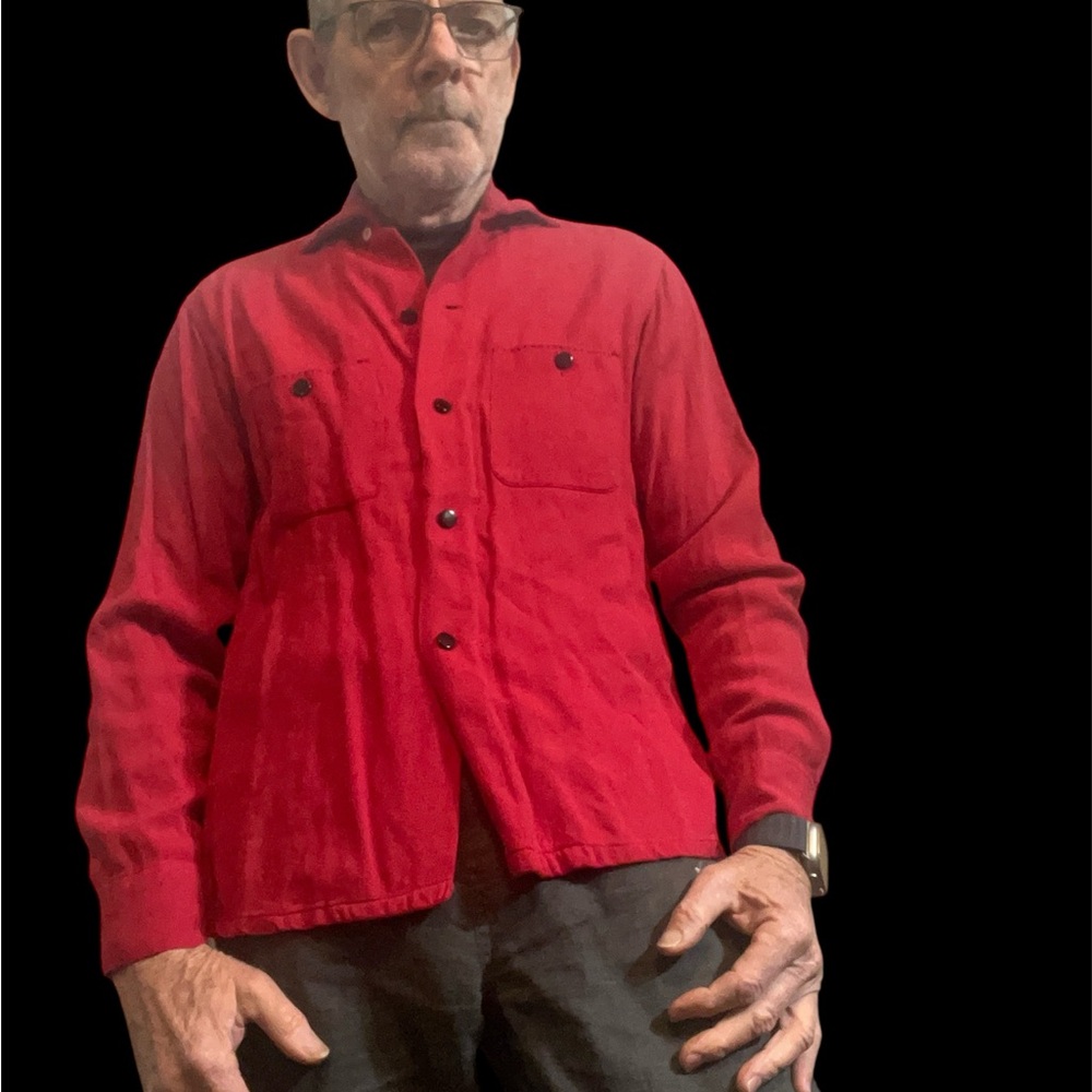 Vintage 1950’s Men's Classic Red Shirt by Bud Berma - James Dean Inspired
